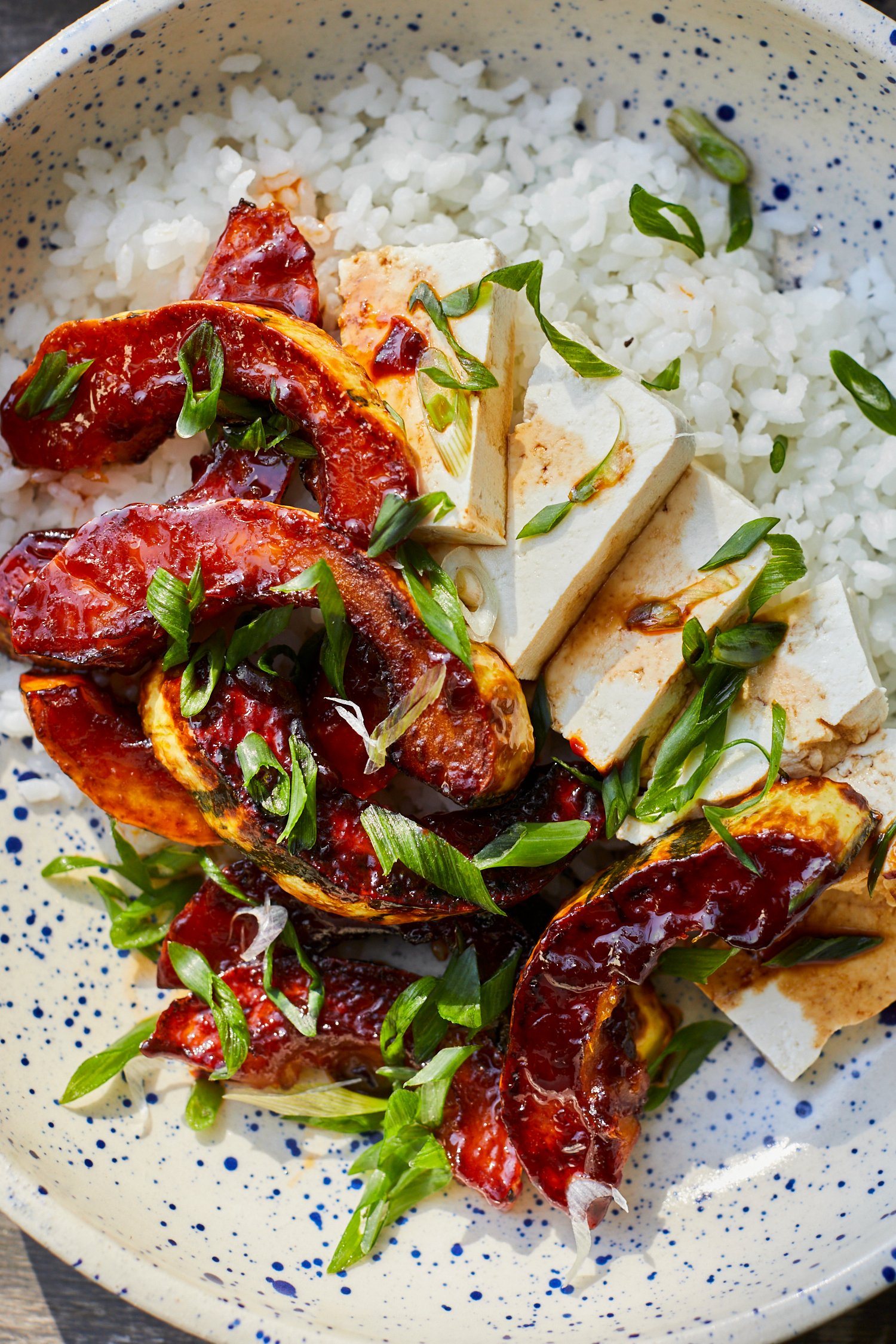 GOCHUJANG DELICATA SQUASH WITH RICE + TOFU